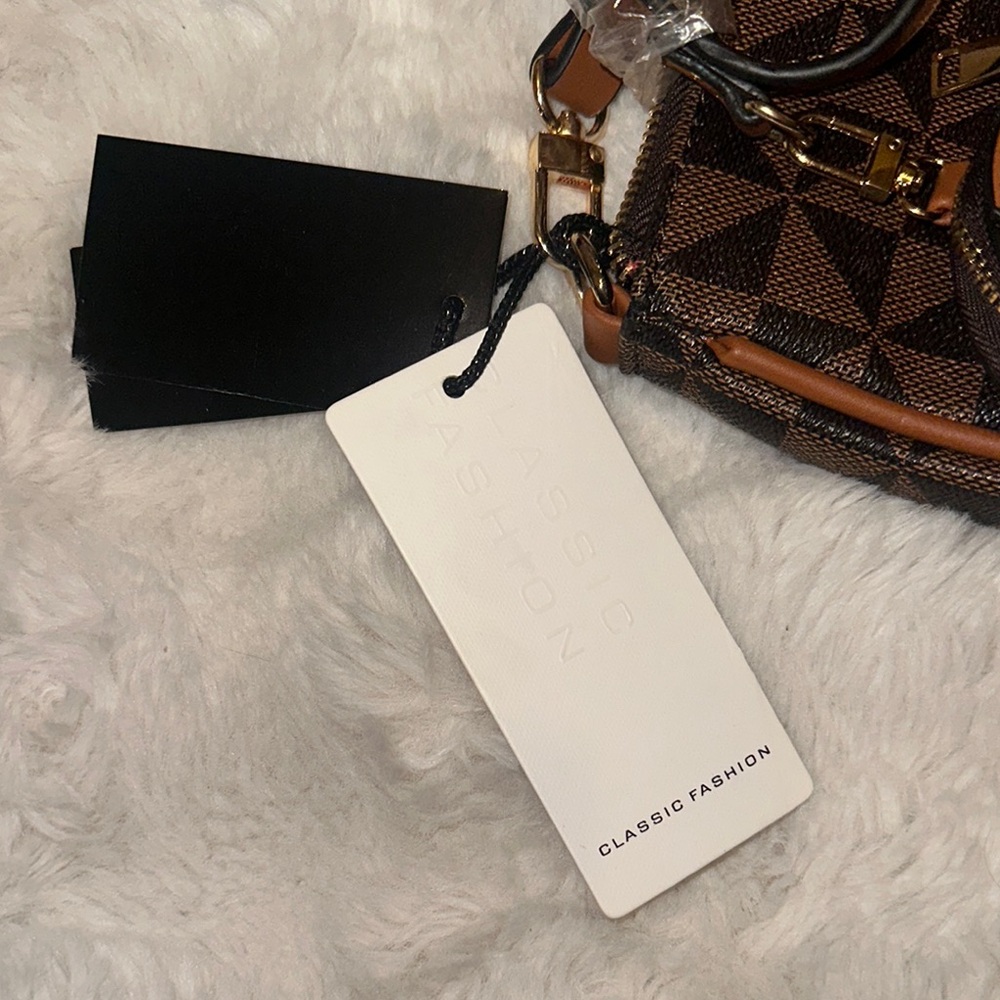 Stylish Brown Geometric Pattern Bag Set - image 2